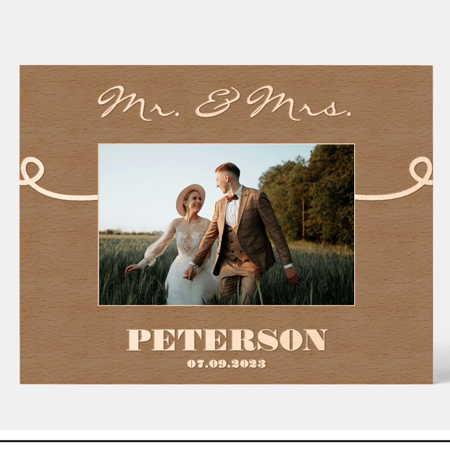 Cadre photo personnalisé en bois pour mariage M. e (Créateur téléchargé)