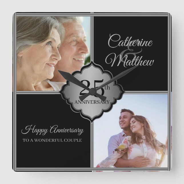 Cadre photo personnalisé Horloge murale carrée pou (Recto)