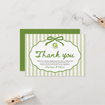 Cadre rayé vert sauge Arc Matcha Carte de remercie