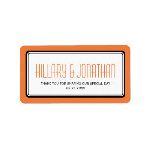Cadre rectangulaire orange pour mariage étiquettes