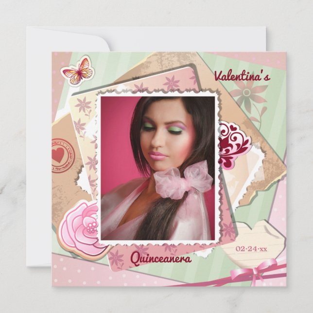 Cadre romantique Photo Invitation (Devant)