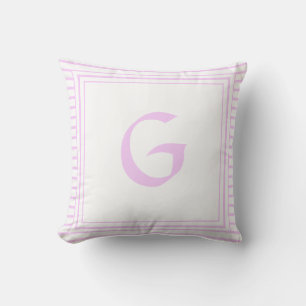 Cadre Rose Monogramme Rayures Lettre Coussin
