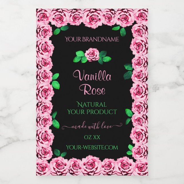 Cadre rose rose mignonne Élégant Étiquettes de pro (Étiquettes simples)