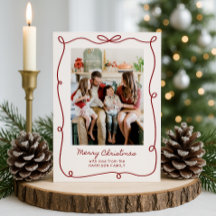 Cadre rouge, Carte de Noël de famille rayée