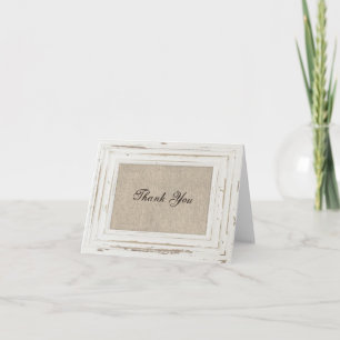 Cadre rustique blanc et Carte de remerciements Bur