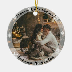 Cadre transparent avec ornement de Noël photo