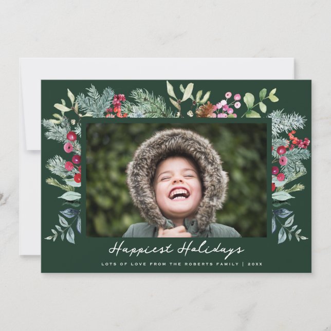 cadre vacances le plus heureux vert carte de noël (Devant)