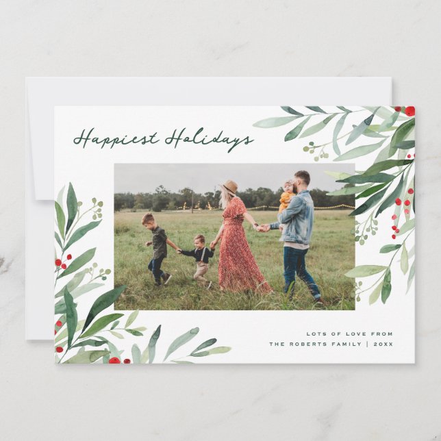 cadre verdoyant de vacances joyeux carte de noël (Devant)