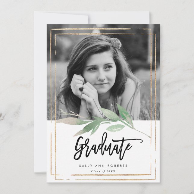 cadre vert fausse or carte de graduation photo (Devant)