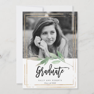 cadre vert fausse or carte de graduation photo