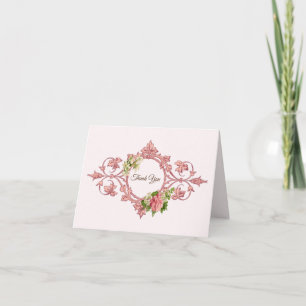 Cadre Vintage Orné avec Fleurs, Merci