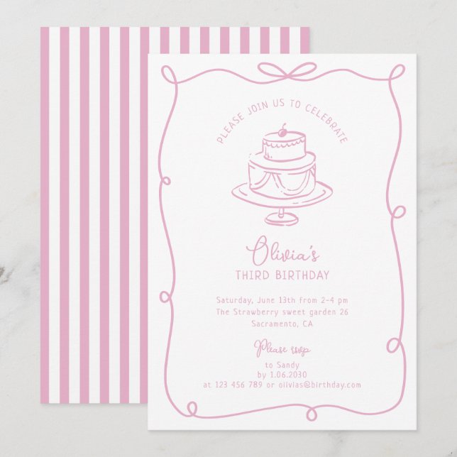 Cadre Whimsical avec invitation d'anniversaire arc (Devant / Derrière)