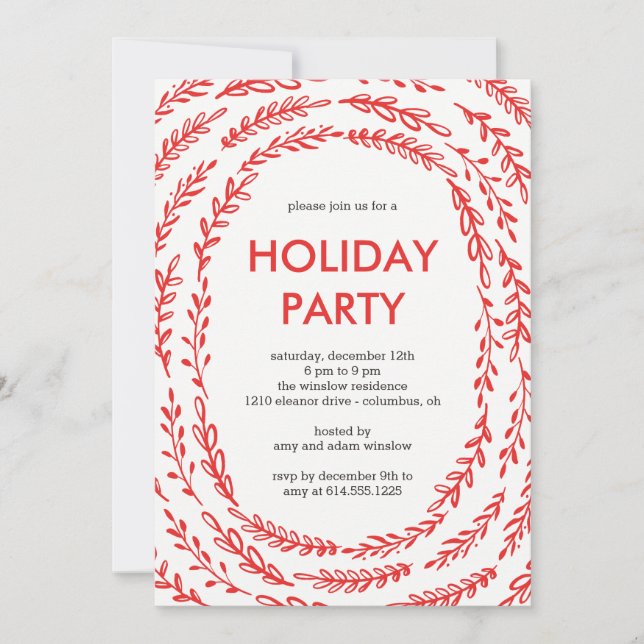 Cadres Branches Moderne Fête Invitations (Devant)