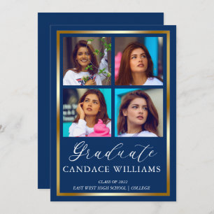 Cadres d'or minimaliste photo Faire-part diplômé