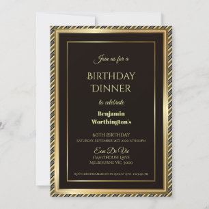 Cadres d'or rayé 60e anniversaire Dîner Invitation