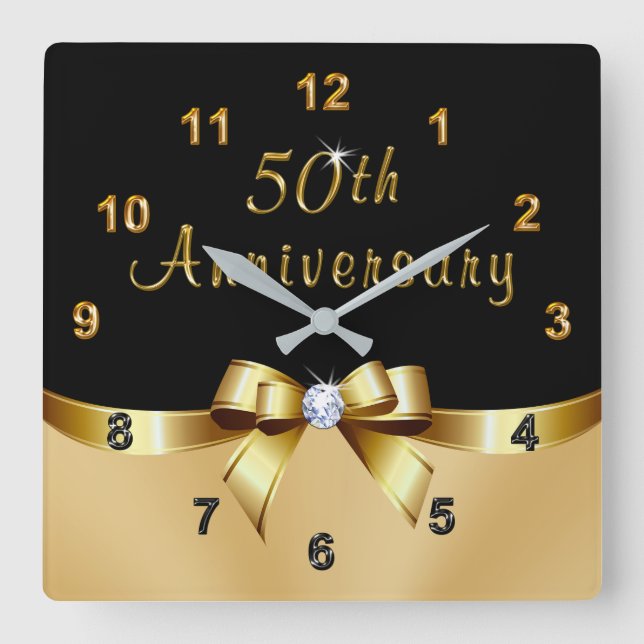Cadres du 50e anniversaire noir et or, horloge (Recto)