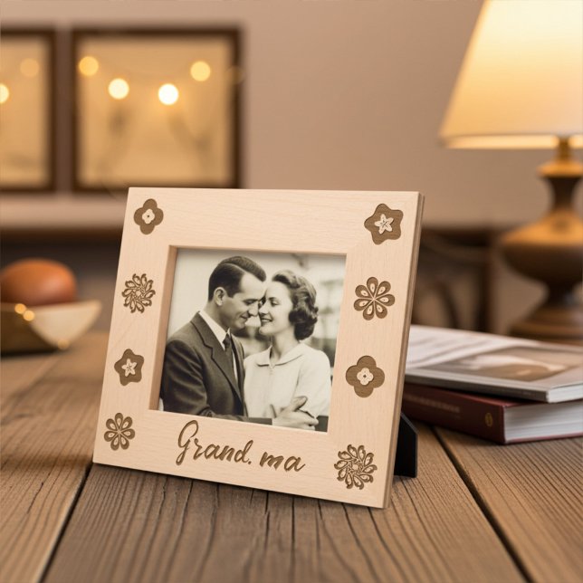 Cadres Grandma Personnalisés Cute Floral Engravés (Créateur téléchargé)