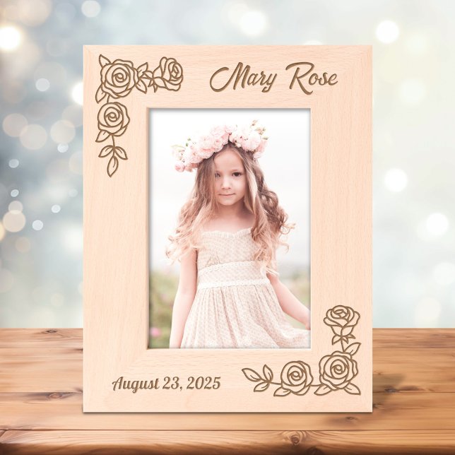 Cadres Gravés 2 Corner Roses Custom Text 5x7 (Créateur téléchargé)