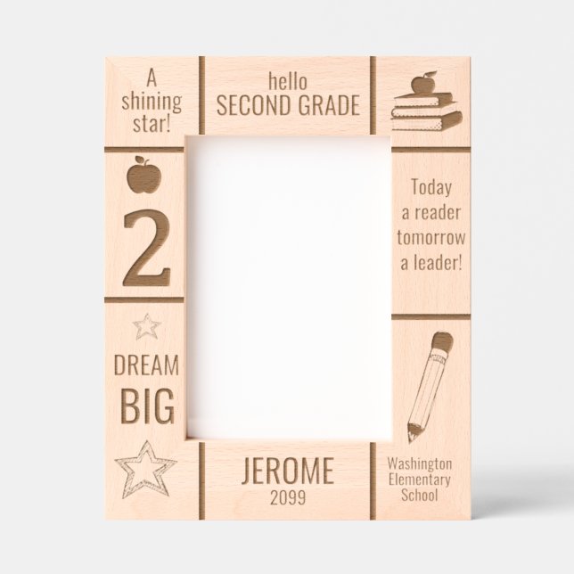 Cadres Gravés 5x7 SECONDE DEUXIÈME ÉCOLE élémentaire Photo perso (Recto)