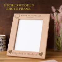8"x10" Photo Happy Anniversaire Noms Date Coeurs