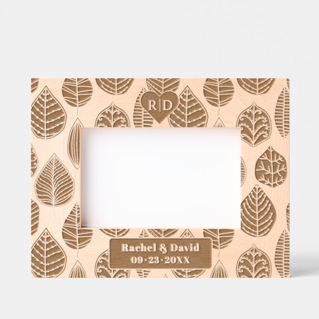 Cadres Gravés Assortiment de feuilles avec mariage initial (Recto)
