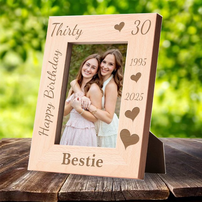 Cadres Gravés Bestie 30th Birthday Photo frame with name heart (Bestie 30th Birthday Photo frame with name heart Engraved Frames)