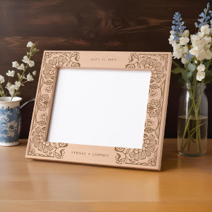 Cadres Gravés Cadeau de mariage personnalisé avec motif de feuil