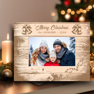 Cadres Gravés Clochettes de Noël en Bois Rustique Joyeux Noël Fê