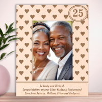 Cœurs Argent Anniversaire de Mariage 25ème Texte P
