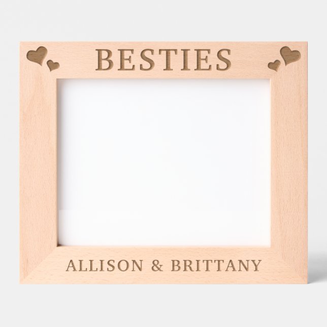 Cadres Gravés Coeurs personnalisés Besties Amitié (Recto)