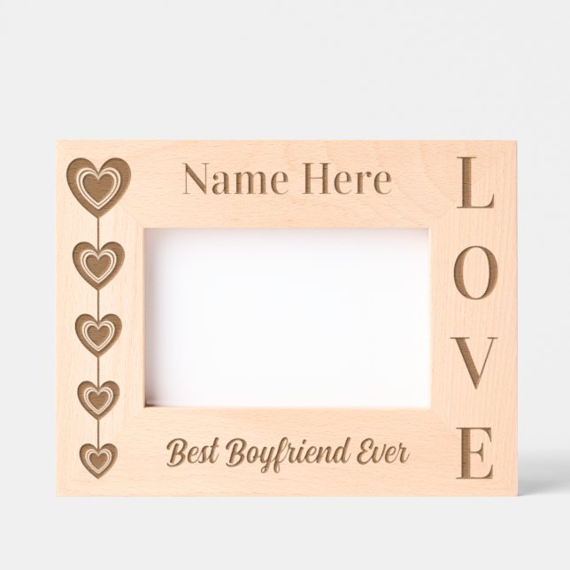 Cadres Gravés Cute personnalisée Cinq Coeurs Chaîne et AMOUR (Recto)