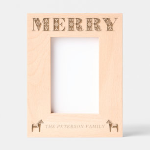 Cadres Gravés Dala d'art populaire suédois Cheval Joyeux Noël