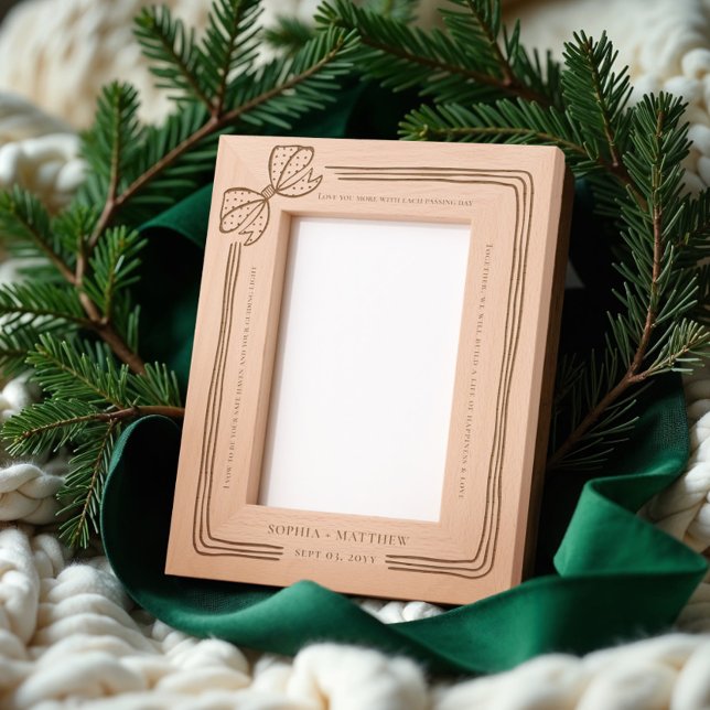 Cadres Gravés Élégant Noël Bow ruban Mariage Vows Keepsaké (Elegant Christmas Bow Ribbon Wedding Vows Keepsake Etched Frames)