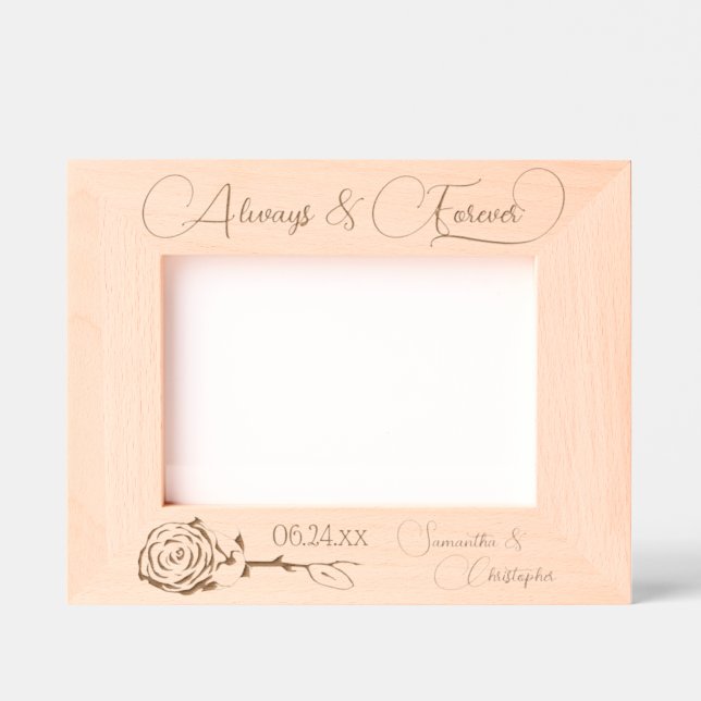 Cadres Gravés Élégant Rose Toujours & Forever Moyen Mariage (Recto)