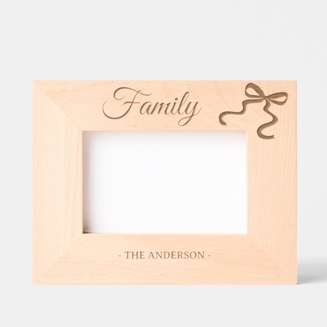 Cadres Gravés Famille Nom personnalisé bow wood frame (Recto)