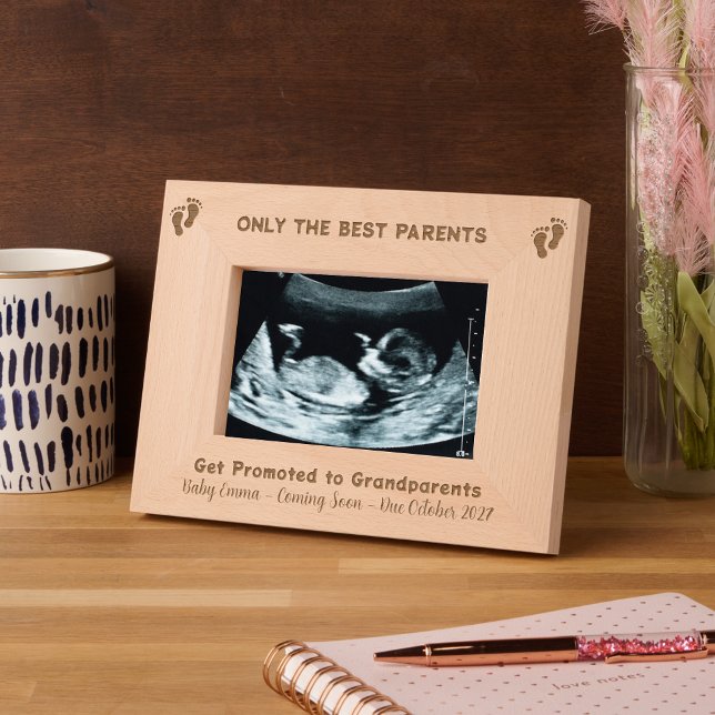 Cadres Gravés Grand-parent Grossesse Faire-part Pied bébé (Personalised New Baby Scan Photo Keepsake - Engraved Personalized Gift Grandparents, Pregnancy Annou)