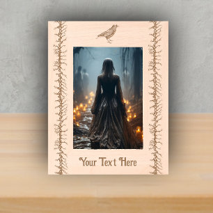 Cadres Gravés Gravure noire de branches barbelées de corbeau noi