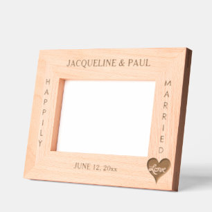 Cadres Gravés Happy Married Heart Names 6 x 4, 7 x 5 Photo