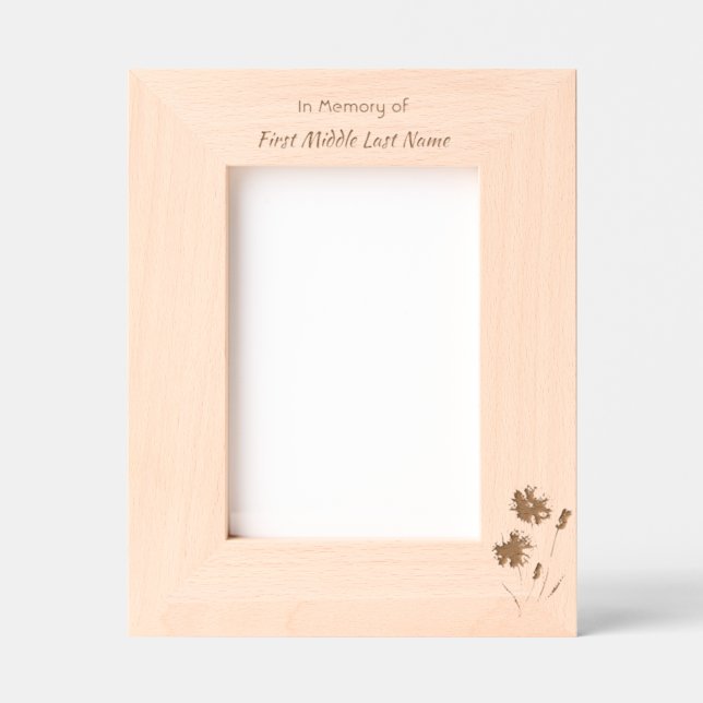 Cadres Gravés Keepsake Poppy Cornflower Meadow Memorial (Recto)