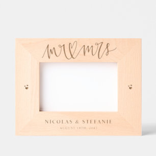 Cadres Gravés M. et Mme Heart Calligraphy Mariage Photo