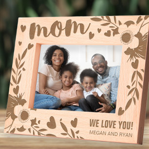 Cadres Gravés Maman nous t'aimons Cadeau personnalisé floral