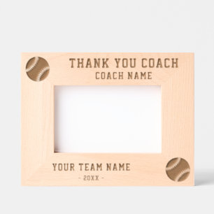 Cadres Gravés Merci Coach Baseball Nom de l'équipe Sports