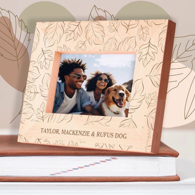 Cadres Gravés Motif de feuille d'automne personnalisé Ajouter vo (Personalized Fall Leaf Pattern Add Your Own Text Etched Frames by Ricaso. Stunning leaves patterned)