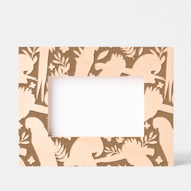 Cadres Gravés Motif de perroquets et de feuilles d'ara tropicale (Recto)