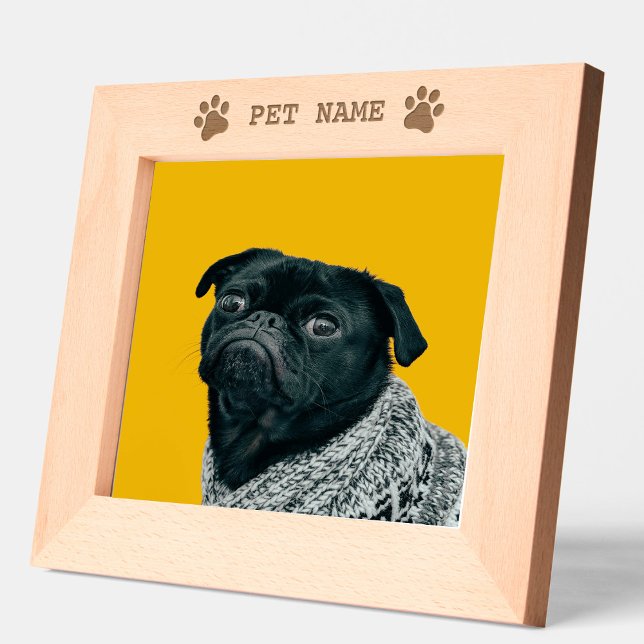 Cadres Gravés Nom de animal de compagnie de chien personnalisé P (Custom Dog Pet Name Paw Custom Engraved Photo)