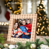 Nom de famille Snowflake Xmas Motif 10x8 Bois