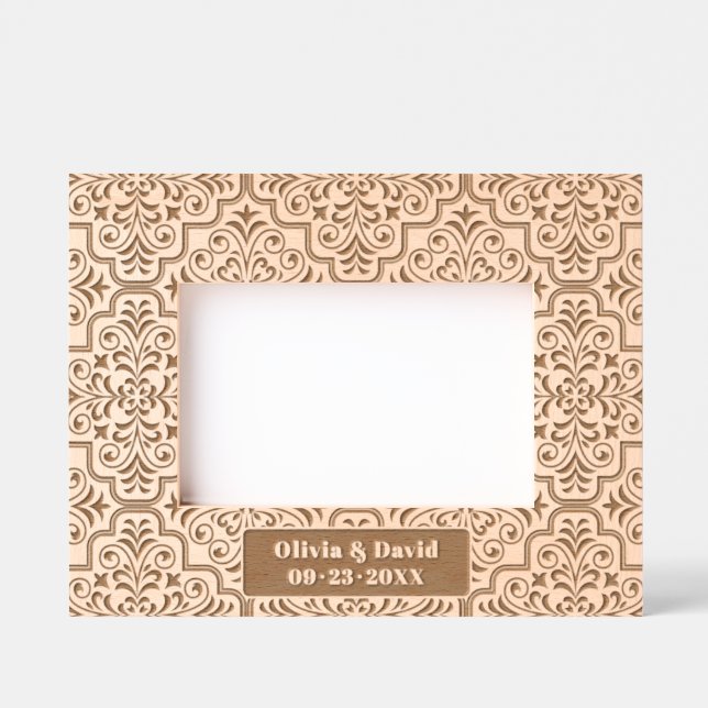 Cadres Gravés Nom du modèle Damask et mariage de date (Recto)