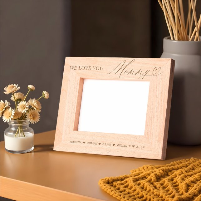 Cadres Gravés Nous t'aimons Maman Script Coeur Enfants Nom Keeps (We Love You Mummy Script Heart Kids Names Keepsake Etched Frames)