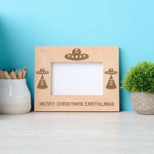 Cadres Gravés OVNI de Noël Ho Ho Alien soucoupe volante Personna