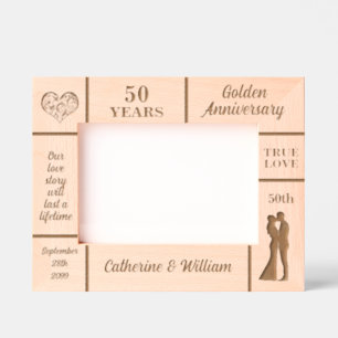 Cadres Gravés Paysage 7x5 Golden 50e anniversaire de Mariage